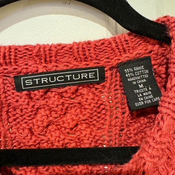 Vintage Structure Mauve Cable Knit Crew Neck‎ Sweater - Size Medium - Picture 2 of 9